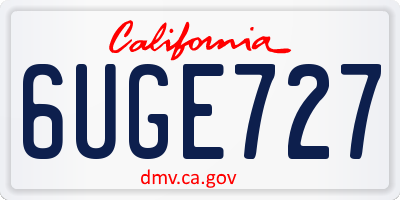 CA license plate 6UGE727