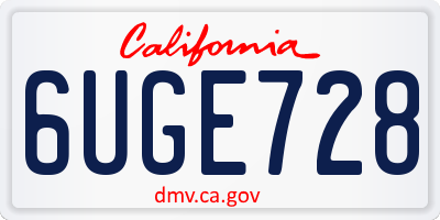 CA license plate 6UGE728