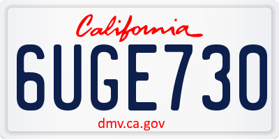 CA license plate 6UGE730