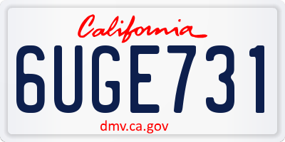 CA license plate 6UGE731