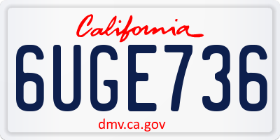 CA license plate 6UGE736
