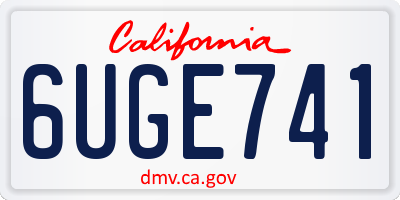 CA license plate 6UGE741