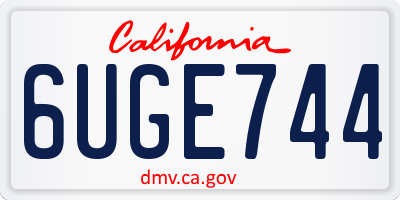 CA license plate 6UGE744