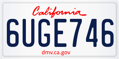 CA license plate 6UGE746