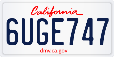 CA license plate 6UGE747