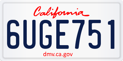 CA license plate 6UGE751