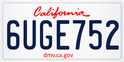 CA license plate 6UGE752