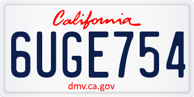 CA license plate 6UGE754