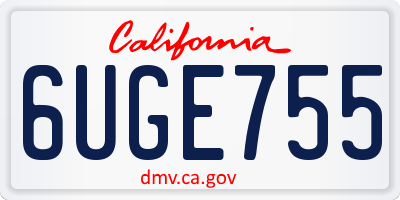CA license plate 6UGE755