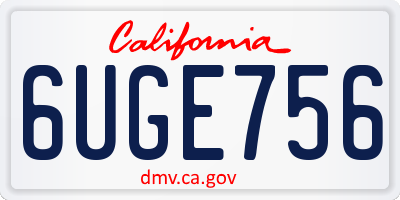 CA license plate 6UGE756