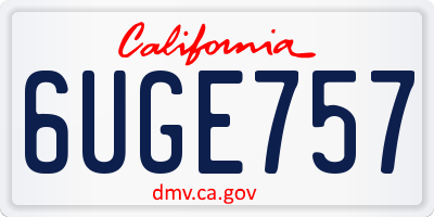 CA license plate 6UGE757