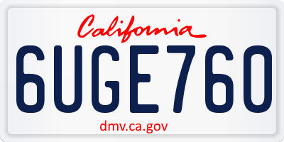 CA license plate 6UGE760