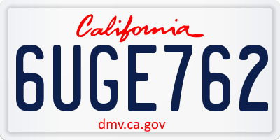 CA license plate 6UGE762