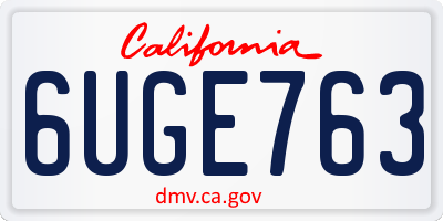CA license plate 6UGE763