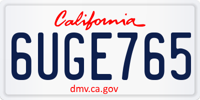 CA license plate 6UGE765