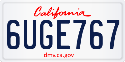 CA license plate 6UGE767