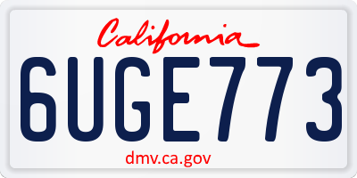 CA license plate 6UGE773