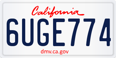CA license plate 6UGE774