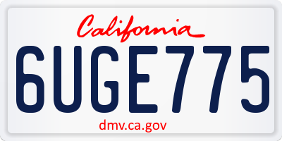 CA license plate 6UGE775