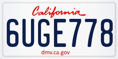 CA license plate 6UGE778