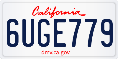 CA license plate 6UGE779
