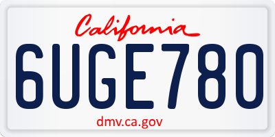 CA license plate 6UGE780