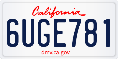CA license plate 6UGE781