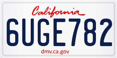 CA license plate 6UGE782