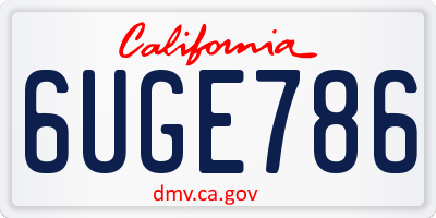 CA license plate 6UGE786