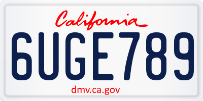 CA license plate 6UGE789