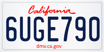 CA license plate 6UGE790