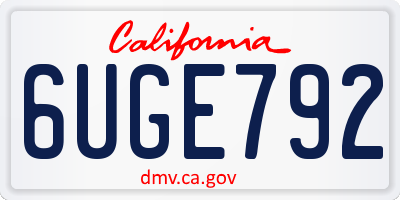 CA license plate 6UGE792