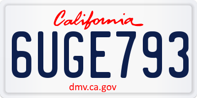 CA license plate 6UGE793