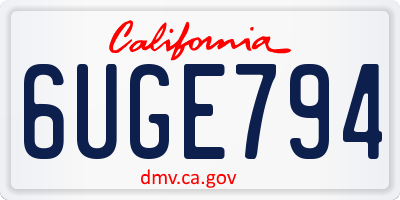 CA license plate 6UGE794
