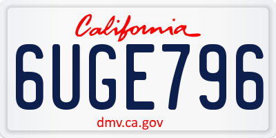 CA license plate 6UGE796