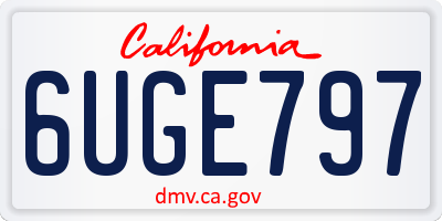 CA license plate 6UGE797