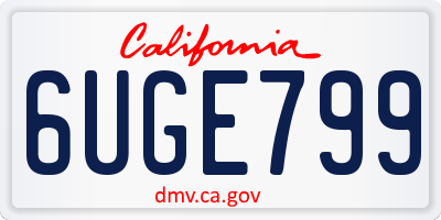 CA license plate 6UGE799