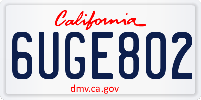 CA license plate 6UGE802