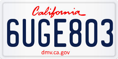 CA license plate 6UGE803