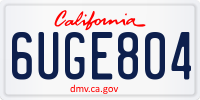 CA license plate 6UGE804