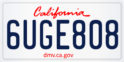 CA license plate 6UGE808