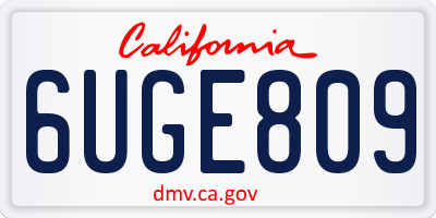 CA license plate 6UGE809