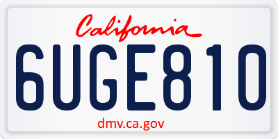 CA license plate 6UGE810