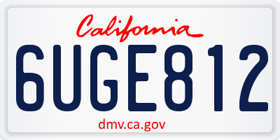 CA license plate 6UGE812