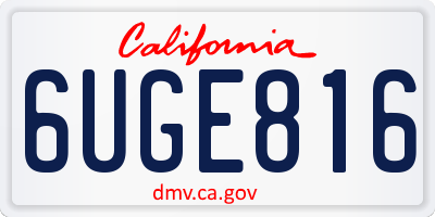 CA license plate 6UGE816