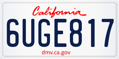 CA license plate 6UGE817
