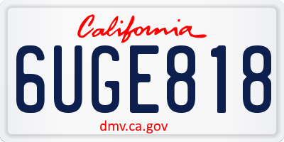 CA license plate 6UGE818