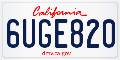 CA license plate 6UGE820