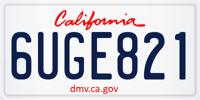 CA license plate 6UGE821