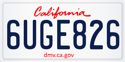 CA license plate 6UGE826